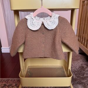 Zara Knit Baby Cardigan with Crochet Collar